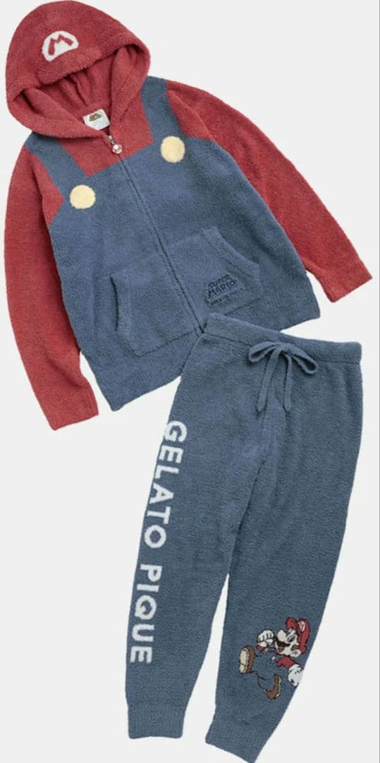 ジェラートピケ　スーパーマリオ 　パーカ＆ロングパンツセット　レディース