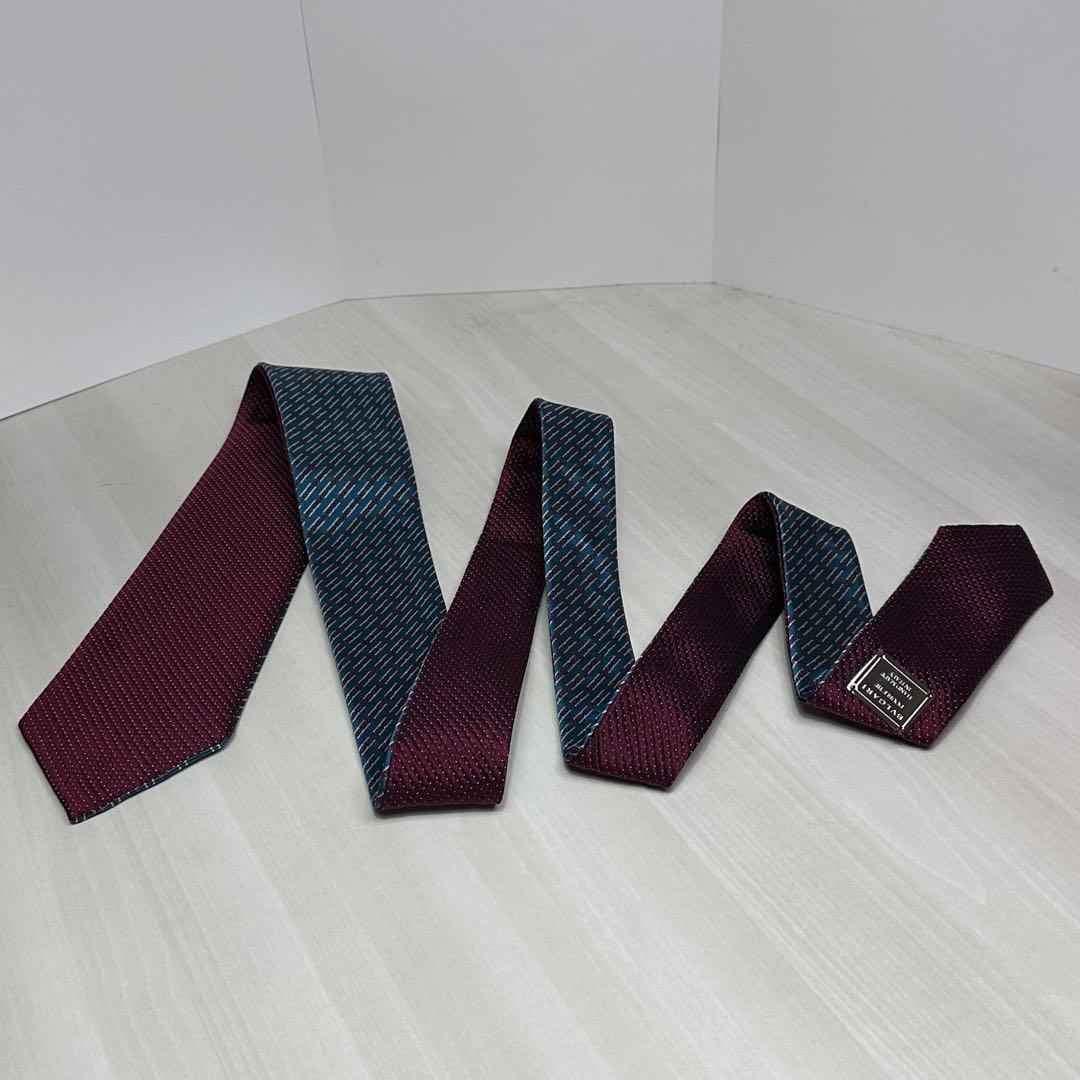 極美品☆希少☆ブルガリ☆ネクタイ☆箱付☆リバーシブル☆ワインレッド☆546