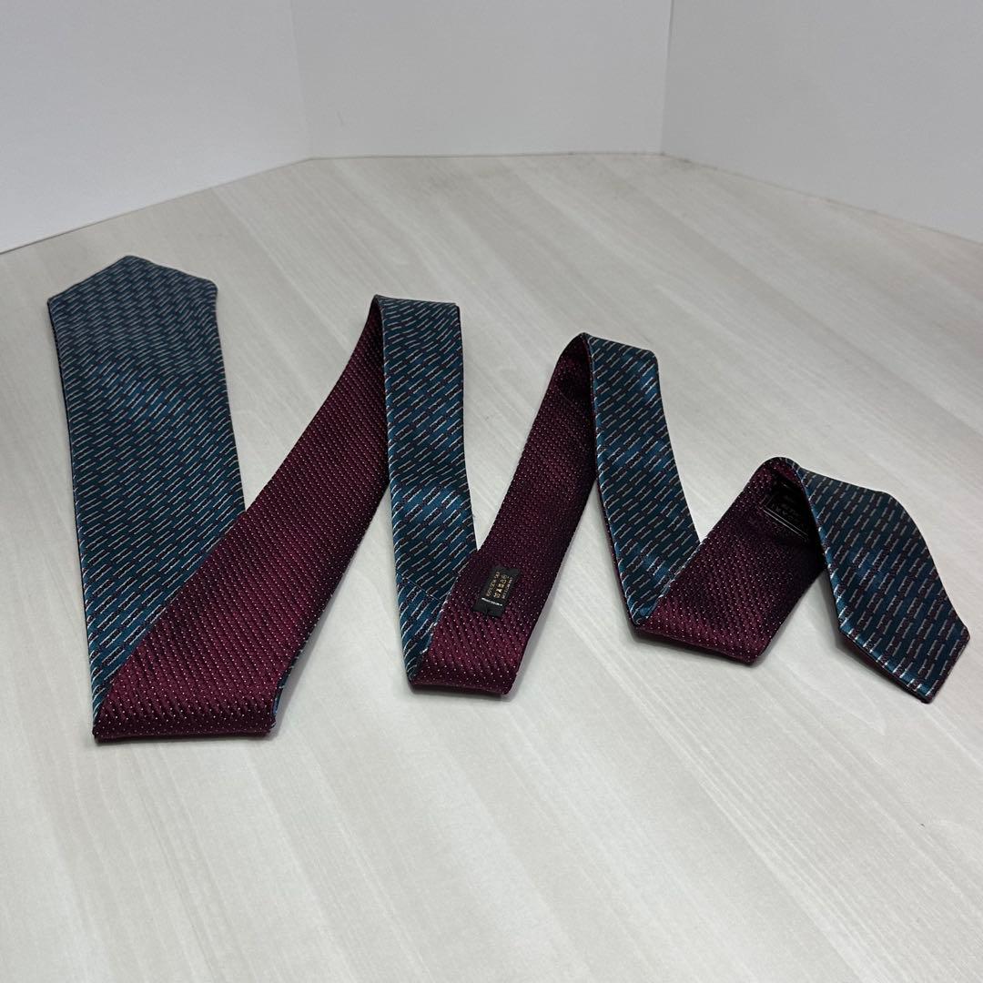 極美品☆希少☆ブルガリ☆ネクタイ☆箱付☆リバーシブル☆ワインレッド☆546