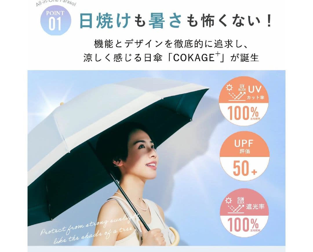 なぎさ COKAGE+ ワンタッチ 2段 55cm 木手元 東レ