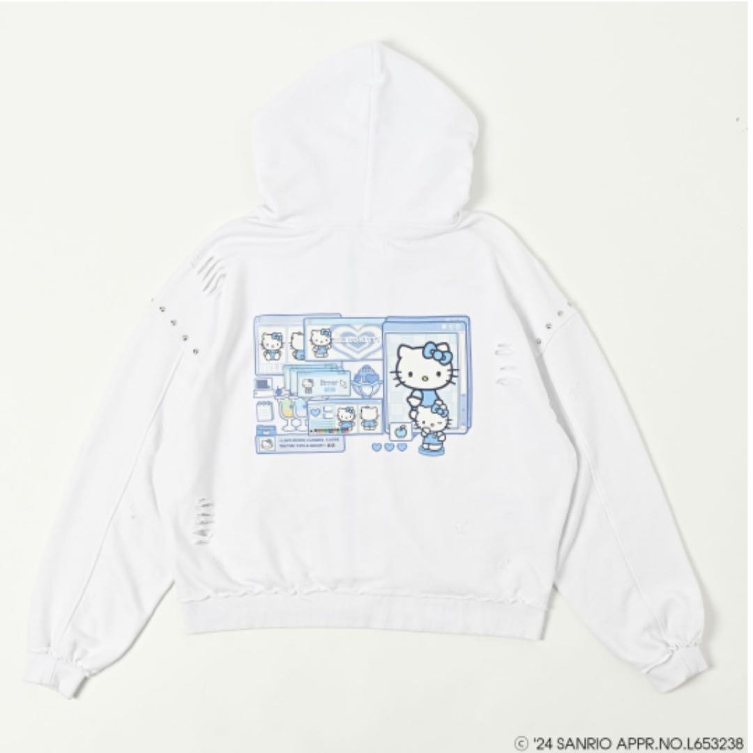 QOOZA × HELLO KITTY / KITTYコラボパーカー（WHT）