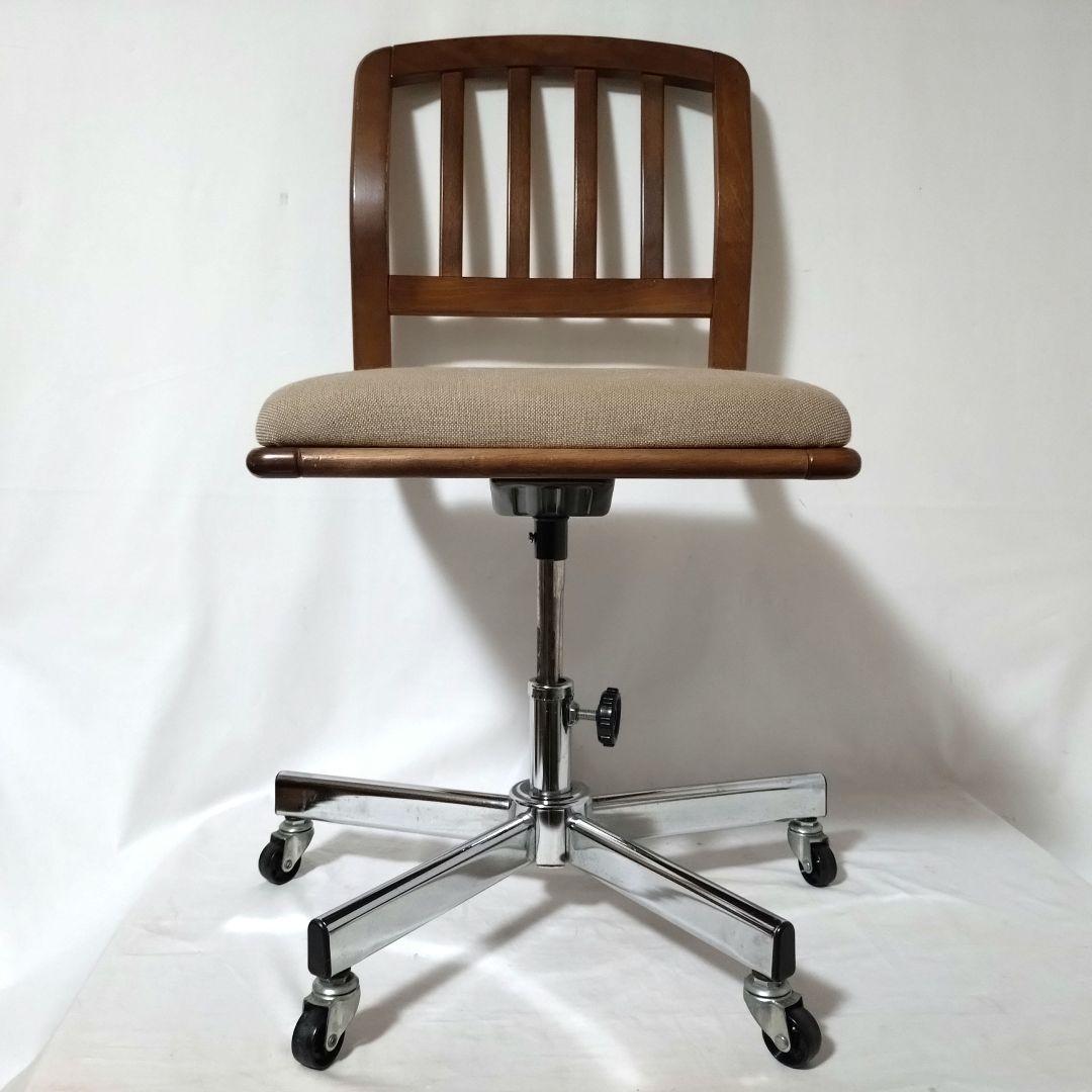希少　karimoku　カリモク　デスクチェア　ヴィンテージ　回転椅子　昇降式