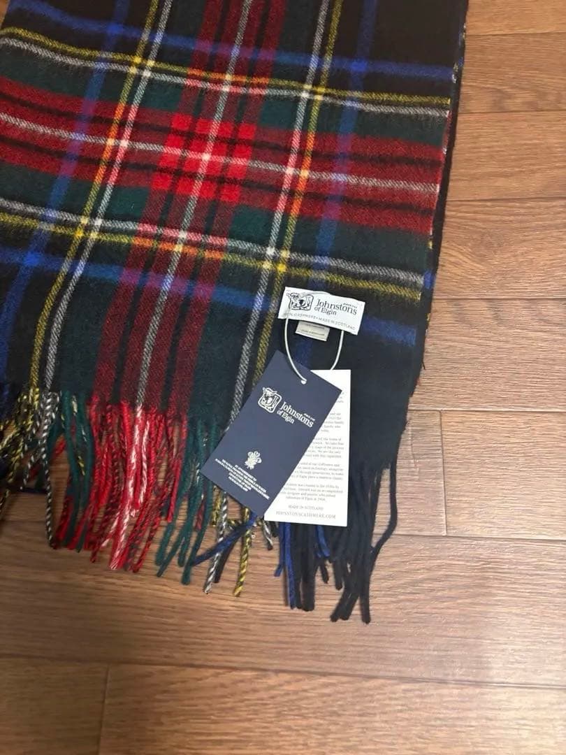リ*コ様 大判ジョンストンズ カシミヤ 100%マフラー ストール ブラックスチ