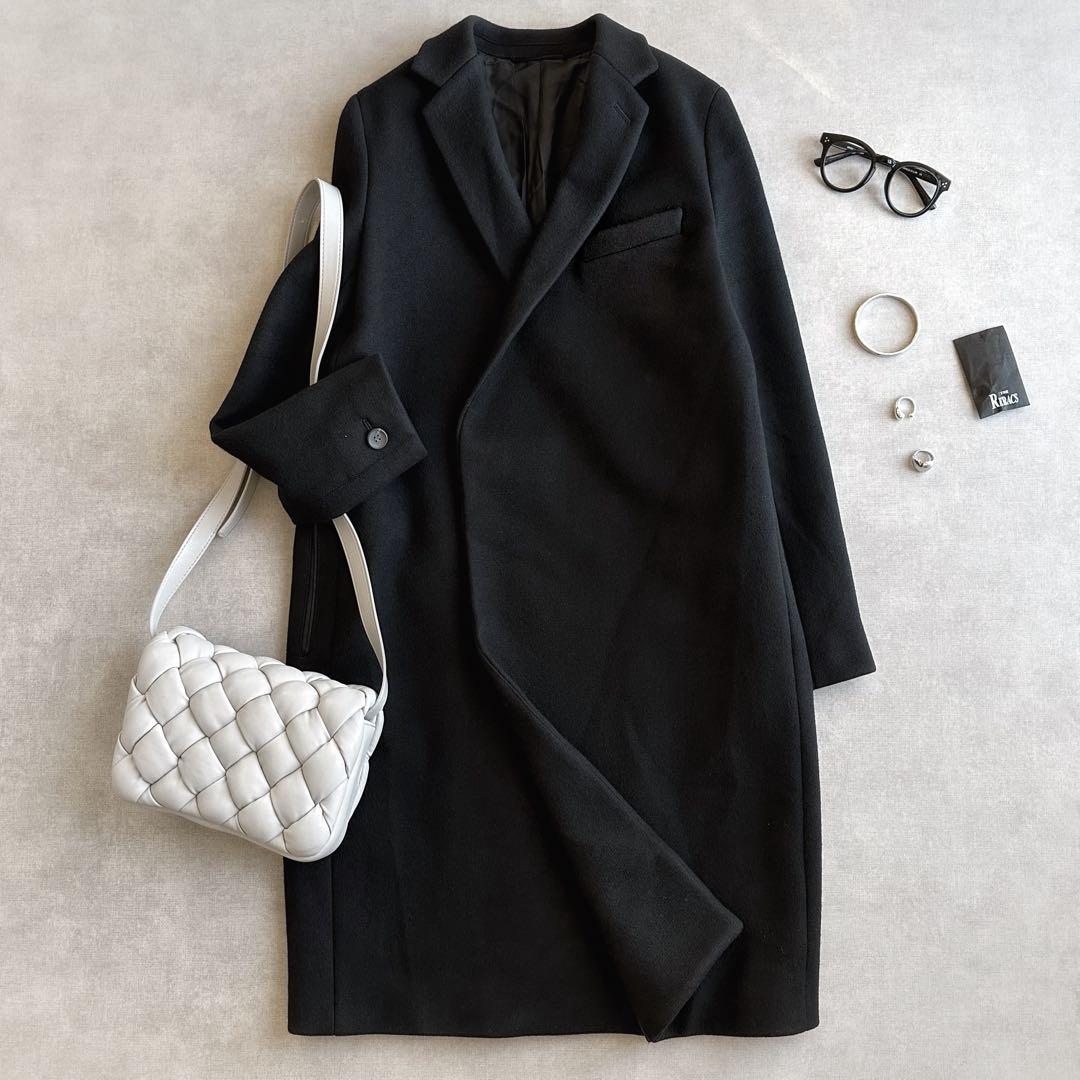 美品▲THE RERACS リラクス//ウールメルトンチェスターコート▲ブラック