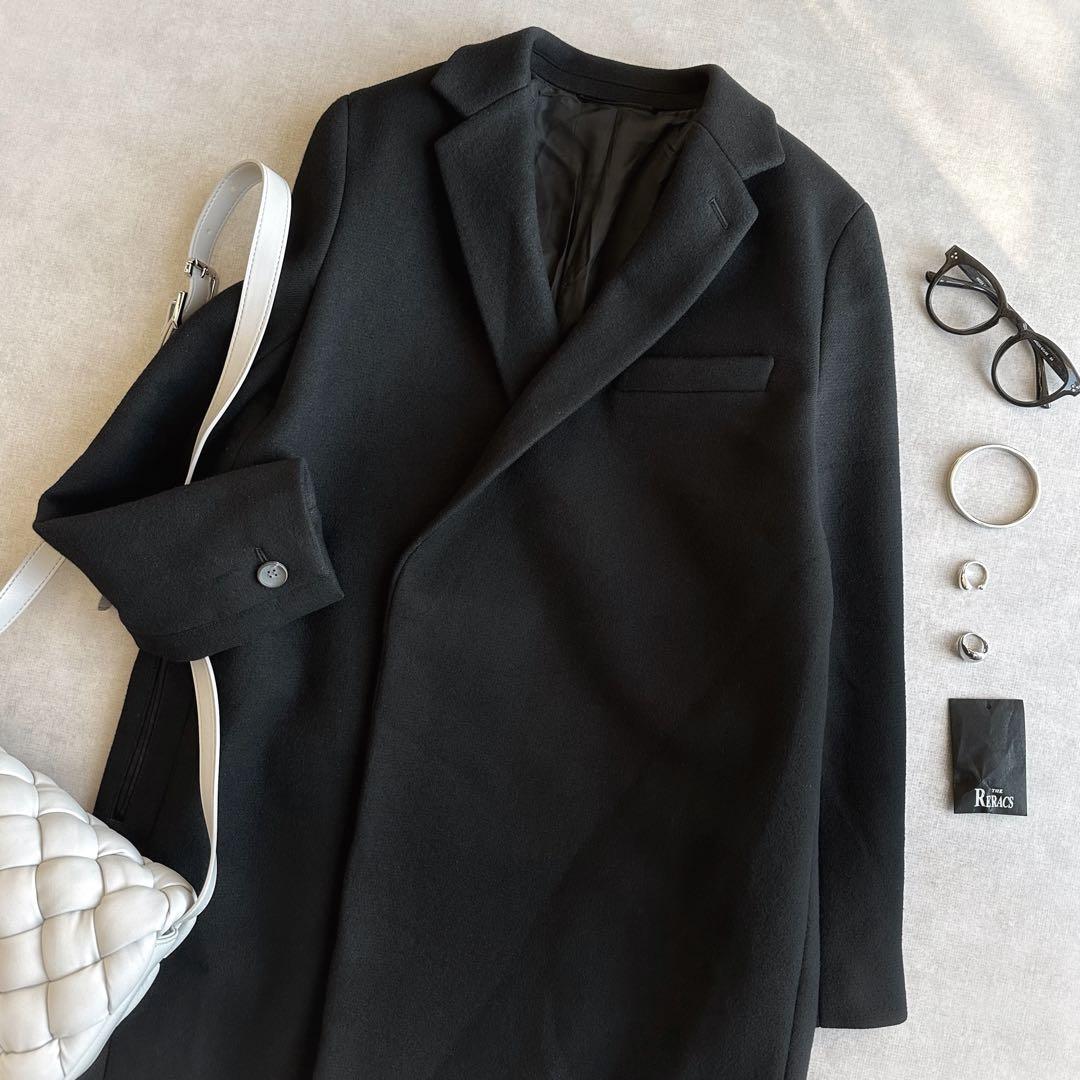 美品▲THE RERACS リラクス//ウールメルトンチェスターコート▲ブラック