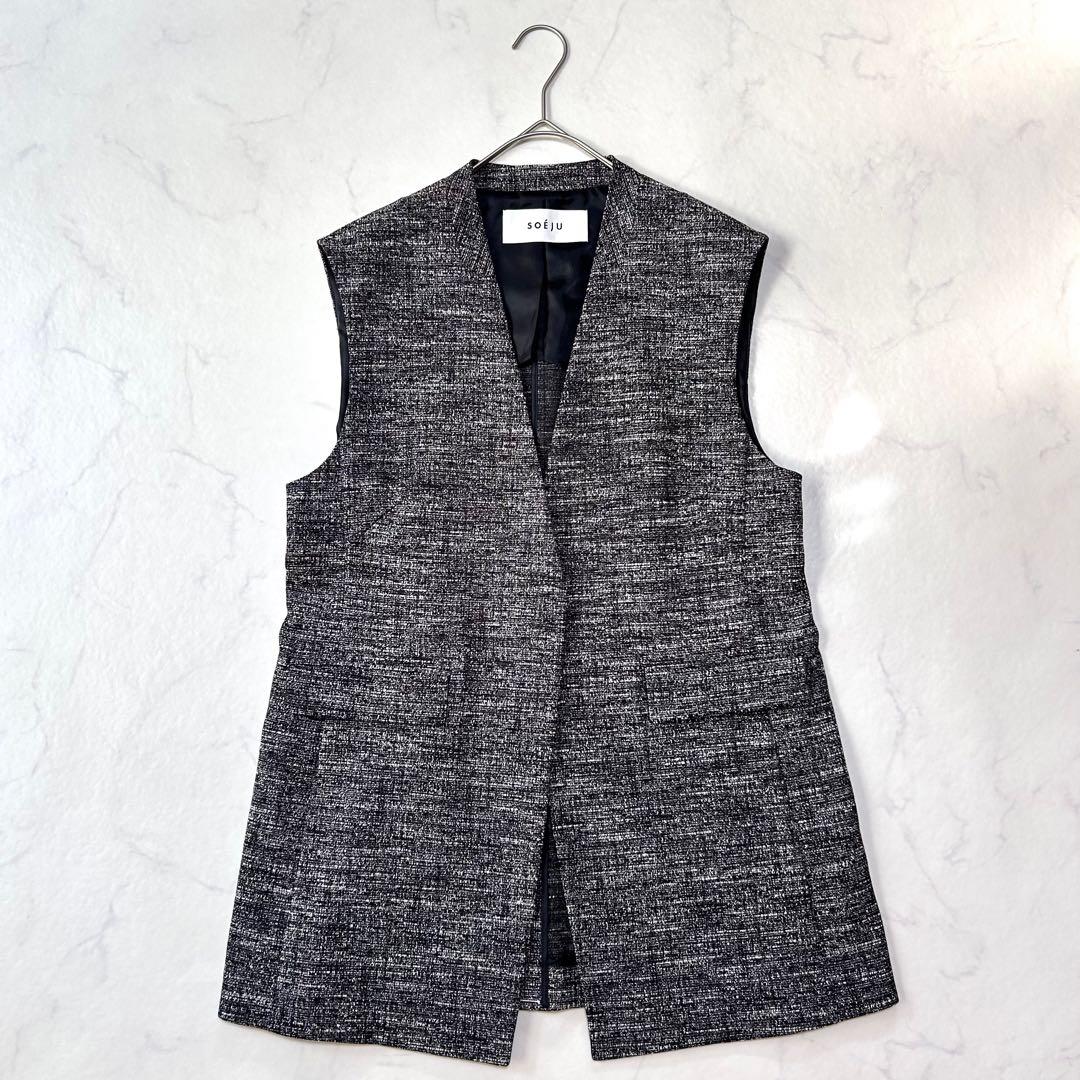 未使用級 ソージュ SOEJU ツィーディージャカードジレ ベストM ロング