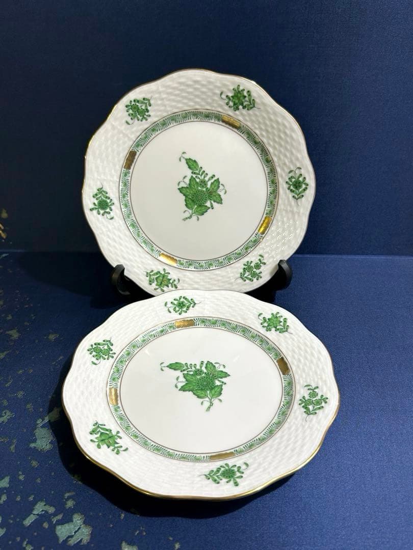 HEREND ヘレンド　アポニーグリーン　プレート　2枚セット
