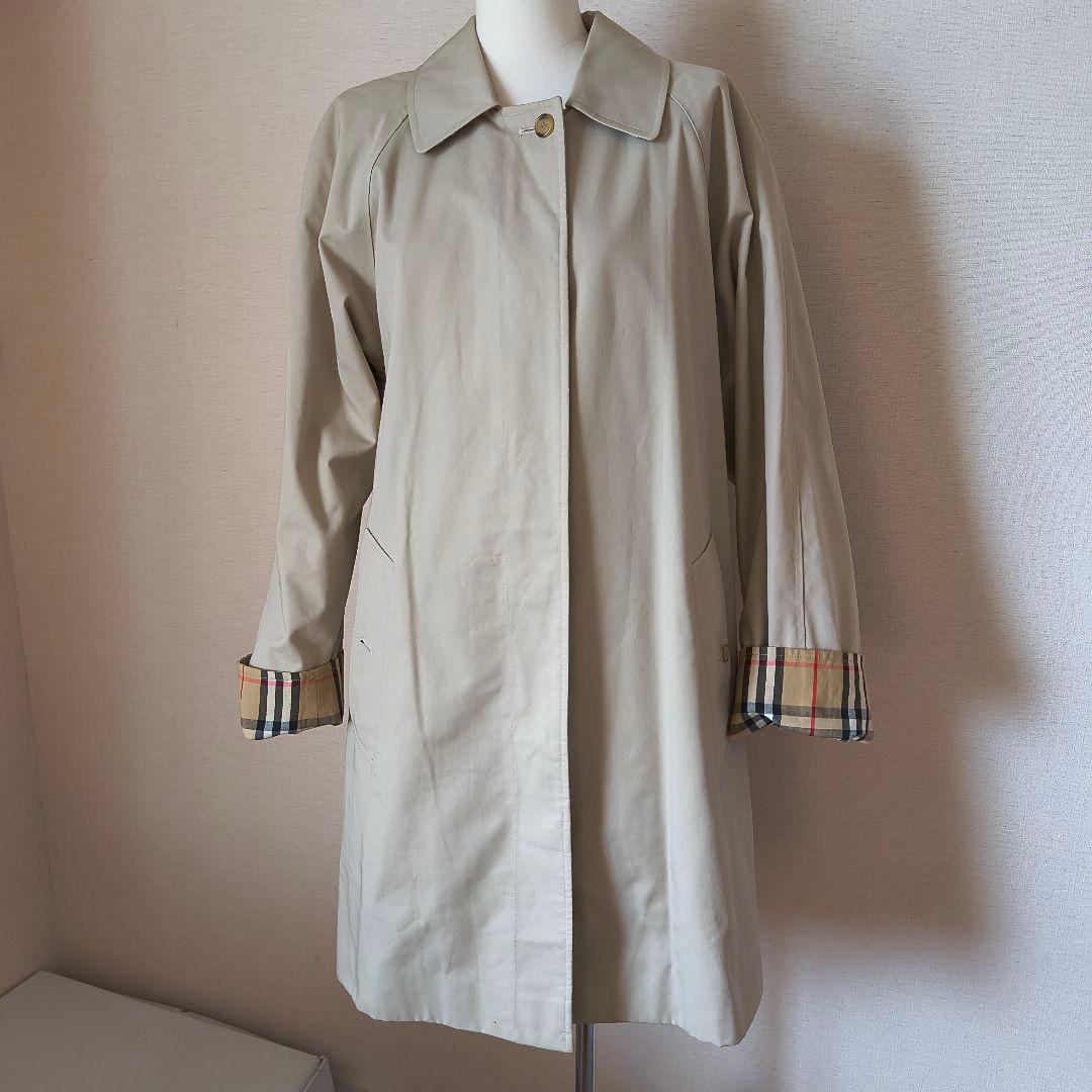 バーバリーロンドン ベージュ ステンカラーコート 裏地ノバチェック