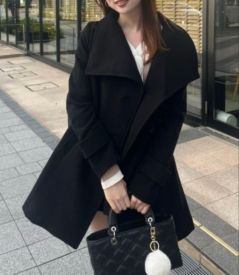 【rienda】オーバーネックシンデレララインミニコート