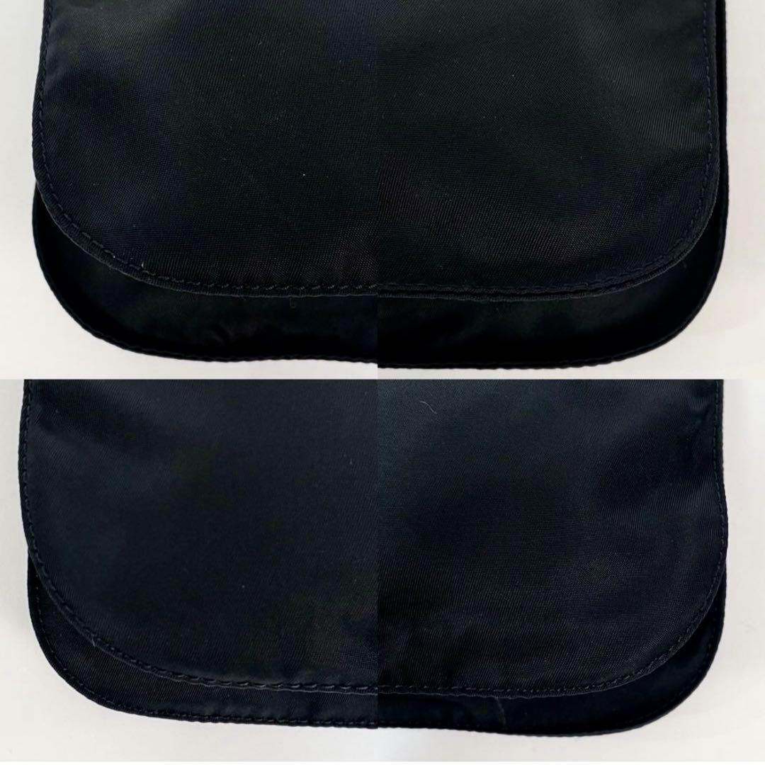 【正規品】プラダ PRADA ショルダーバッグ 三角ロゴ ナイロン レザー 黒