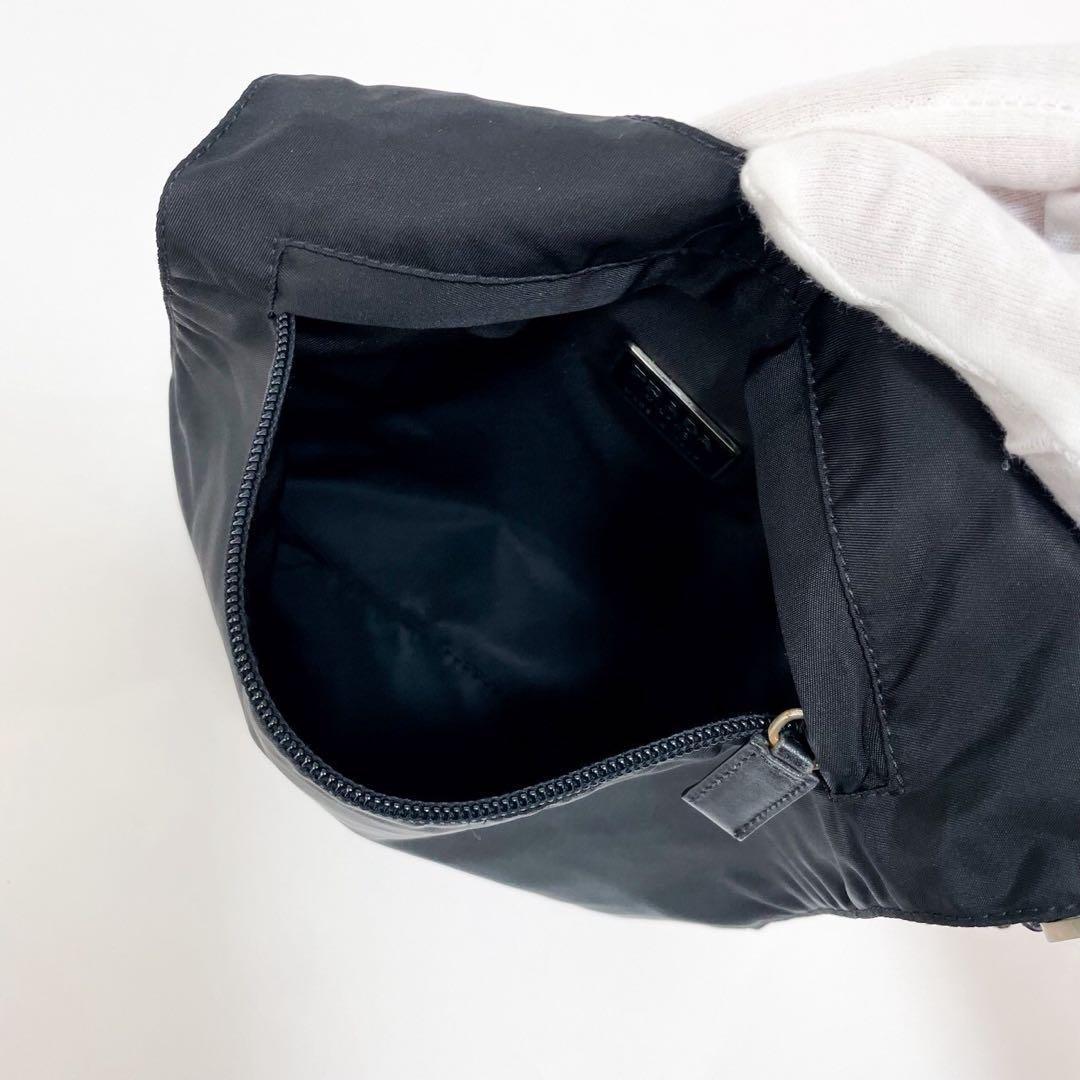 【正規品】プラダ PRADA ショルダーバッグ 三角ロゴ ナイロン レザー 黒