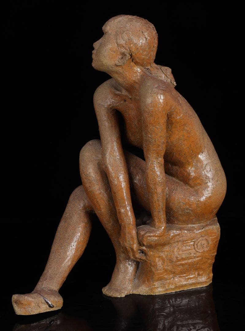 【水上守次】陶彫作品 少女像 裸婦像 在銘 栞付 女性像 彫刻 美術品 作家物