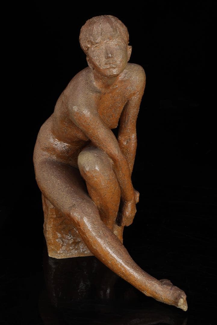 【水上守次】陶彫作品 少女像 裸婦像 在銘 栞付 女性像 彫刻 美術品 作家物