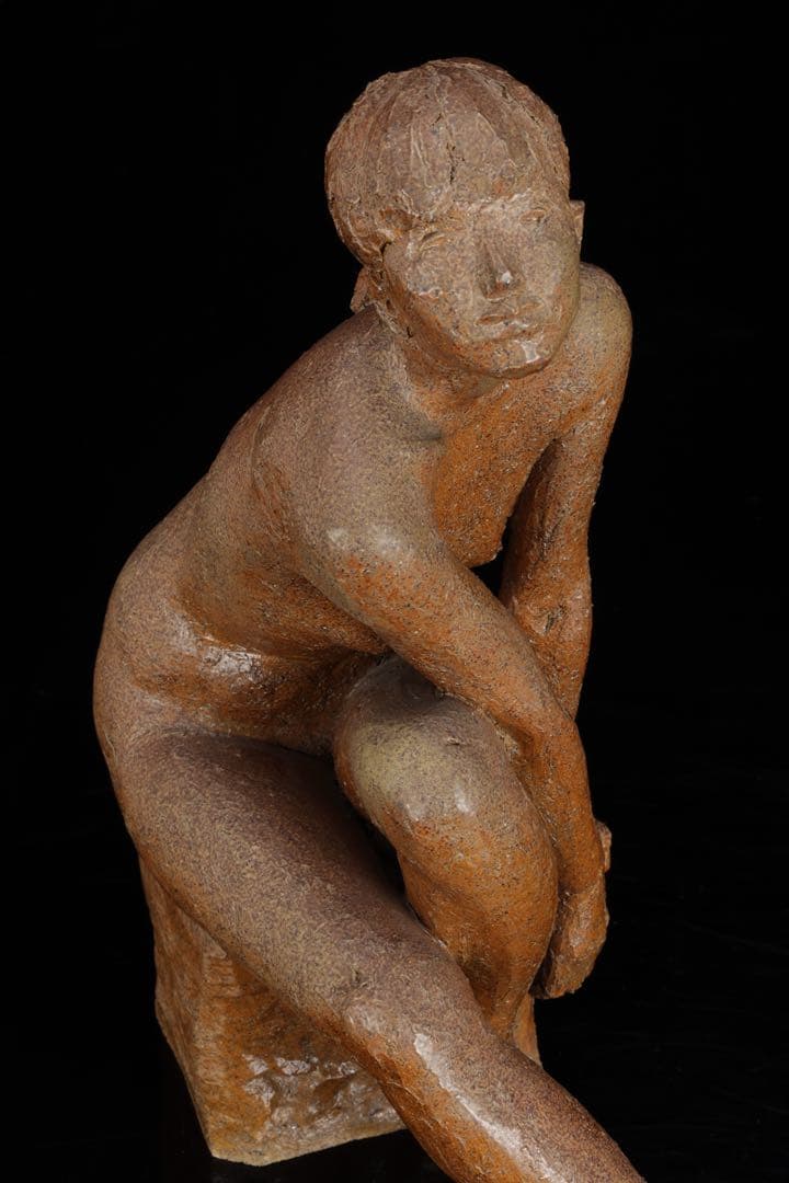 【水上守次】陶彫作品 少女像 裸婦像 在銘 栞付 女性像 彫刻 美術品 作家物