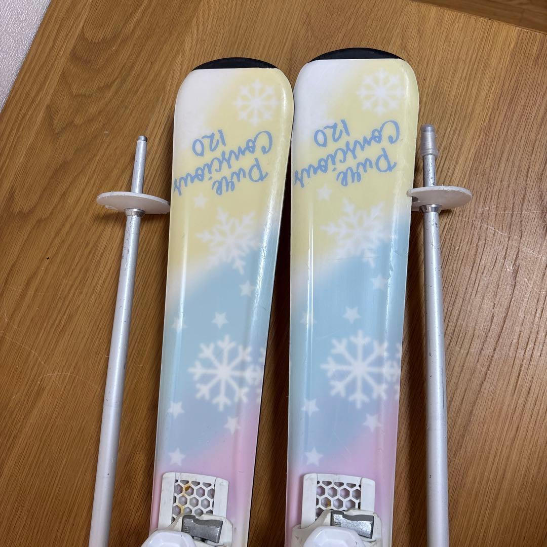 女の子　ジュニアスキーセット　ストック付120cm 21cmブーツ付