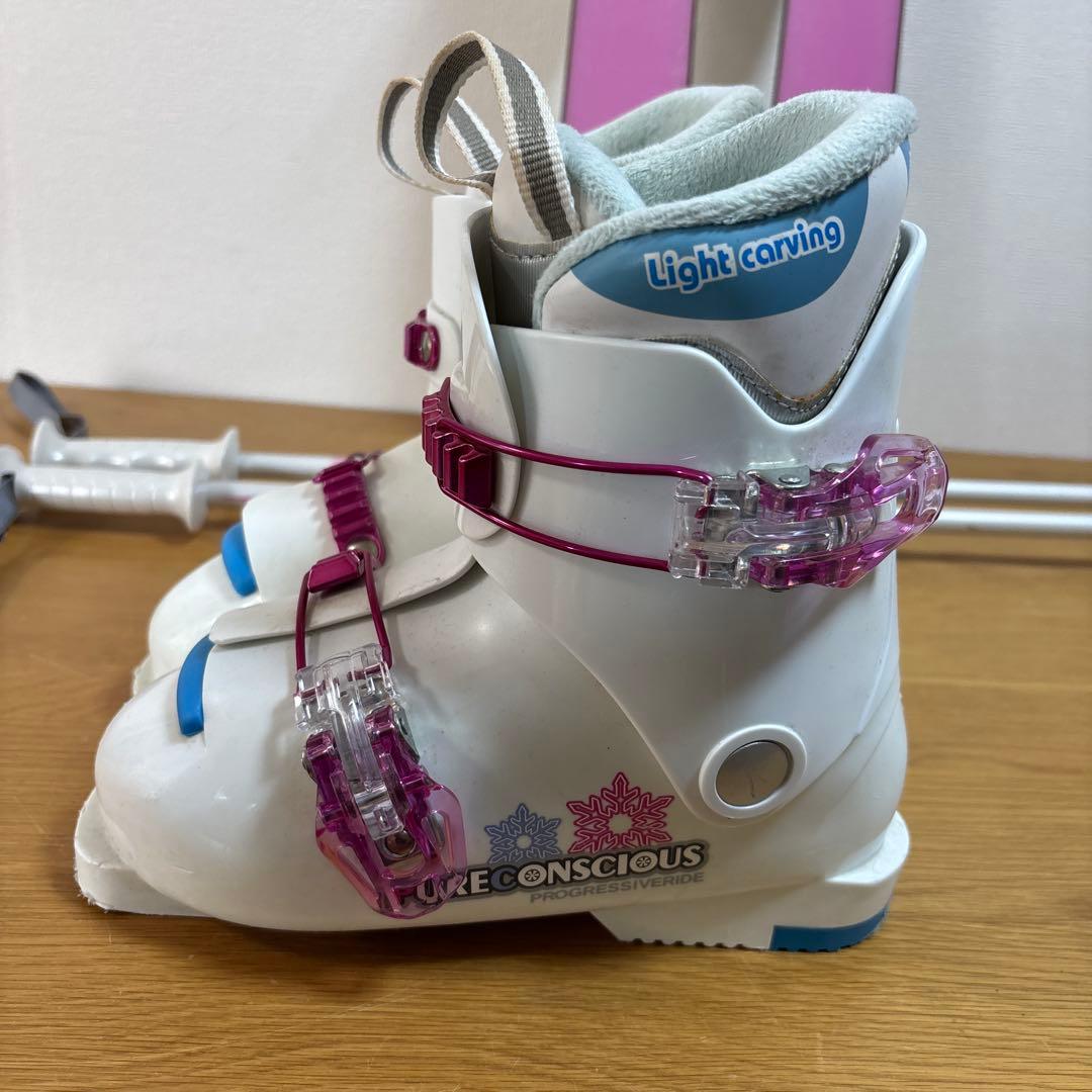 女の子　ジュニアスキーセット　ストック付120cm 21cmブーツ付