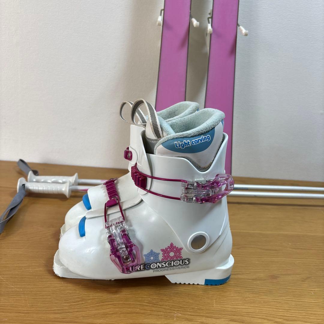女の子　ジュニアスキーセット　ストック付120cm 21cmブーツ付