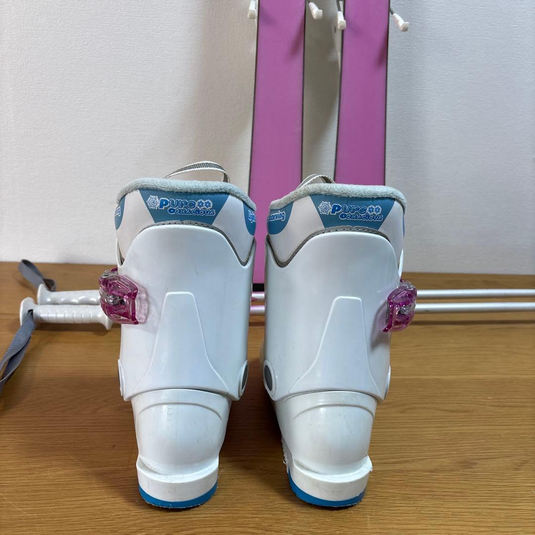 女の子　ジュニアスキーセット　ストック付120cm 21cmブーツ付