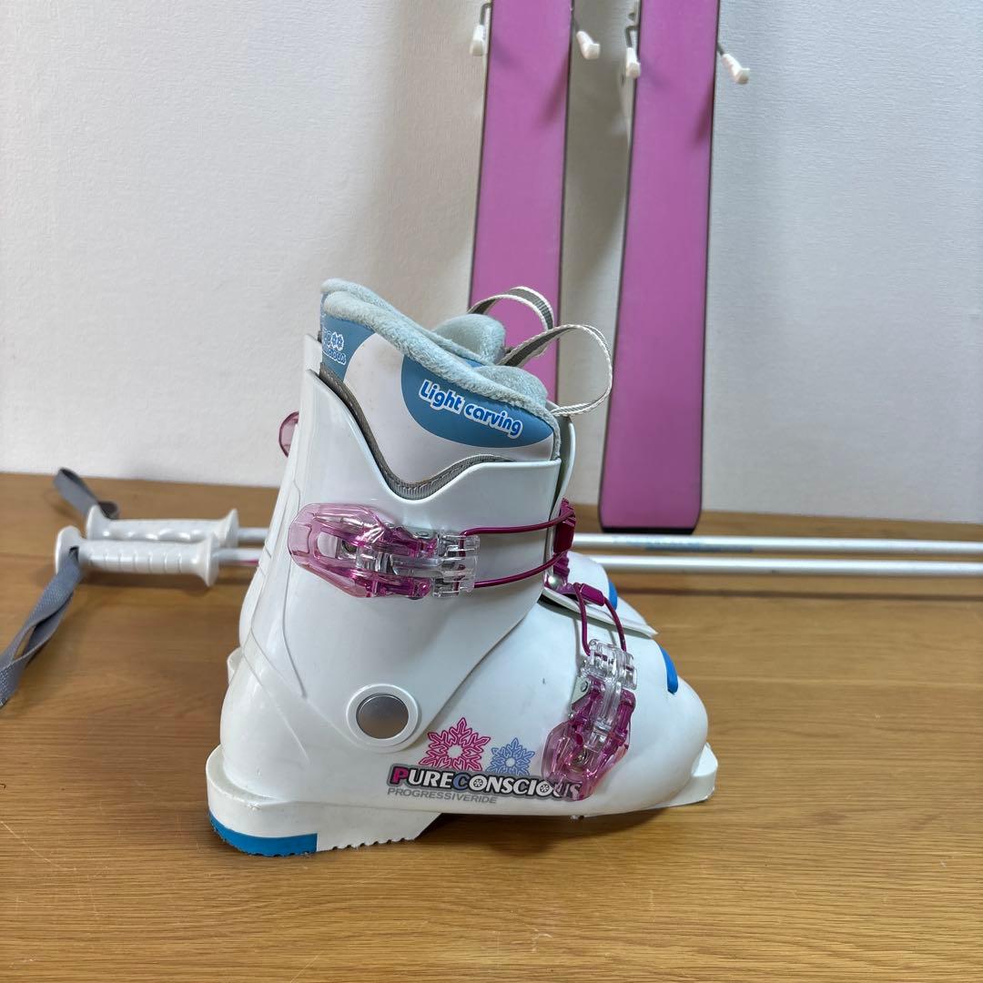 女の子　ジュニアスキーセット　ストック付120cm 21cmブーツ付