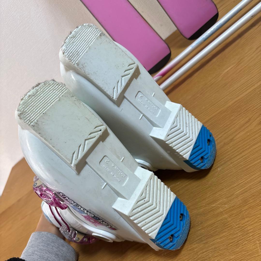 女の子　ジュニアスキーセット　ストック付120cm 21cmブーツ付