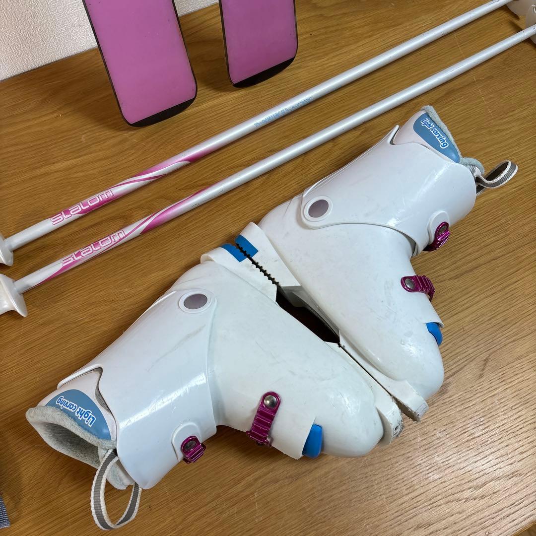 女の子　ジュニアスキーセット　ストック付120cm 21cmブーツ付