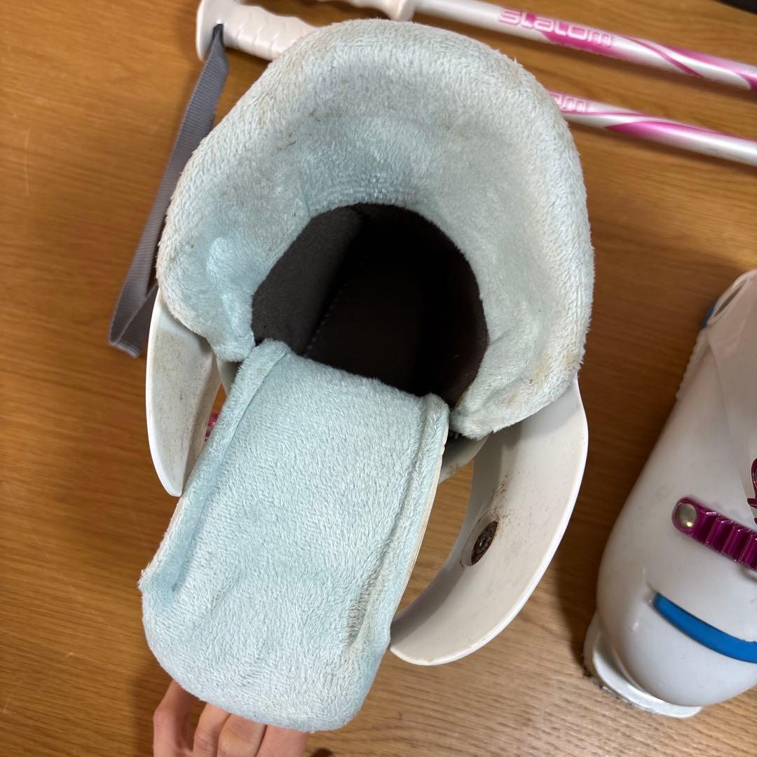 女の子　ジュニアスキーセット　ストック付120cm 21cmブーツ付