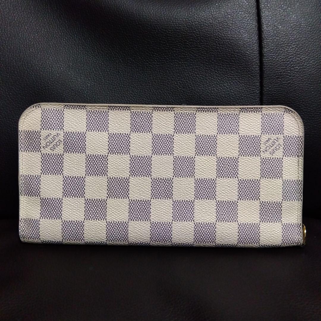 【美品】 ダミエアズール ホワイトポルトフォイユ アンソリット N63221