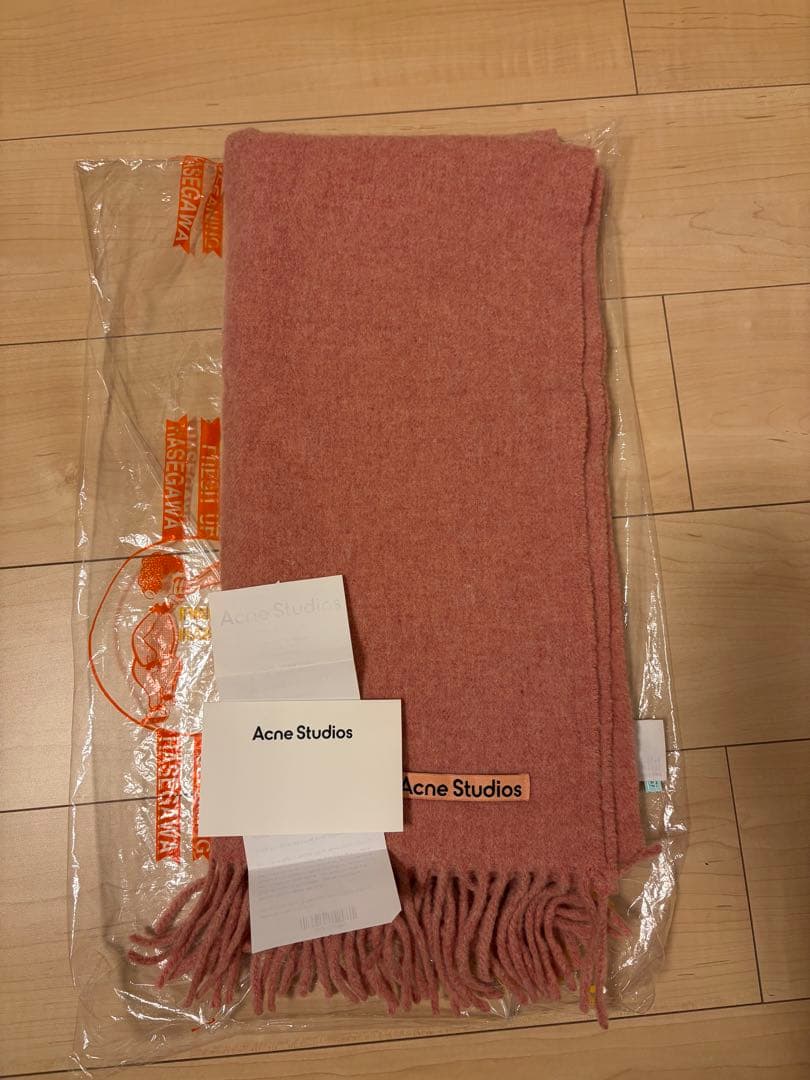 Acne Studios フリンジウールスカーフ ナロー ローズメランジ