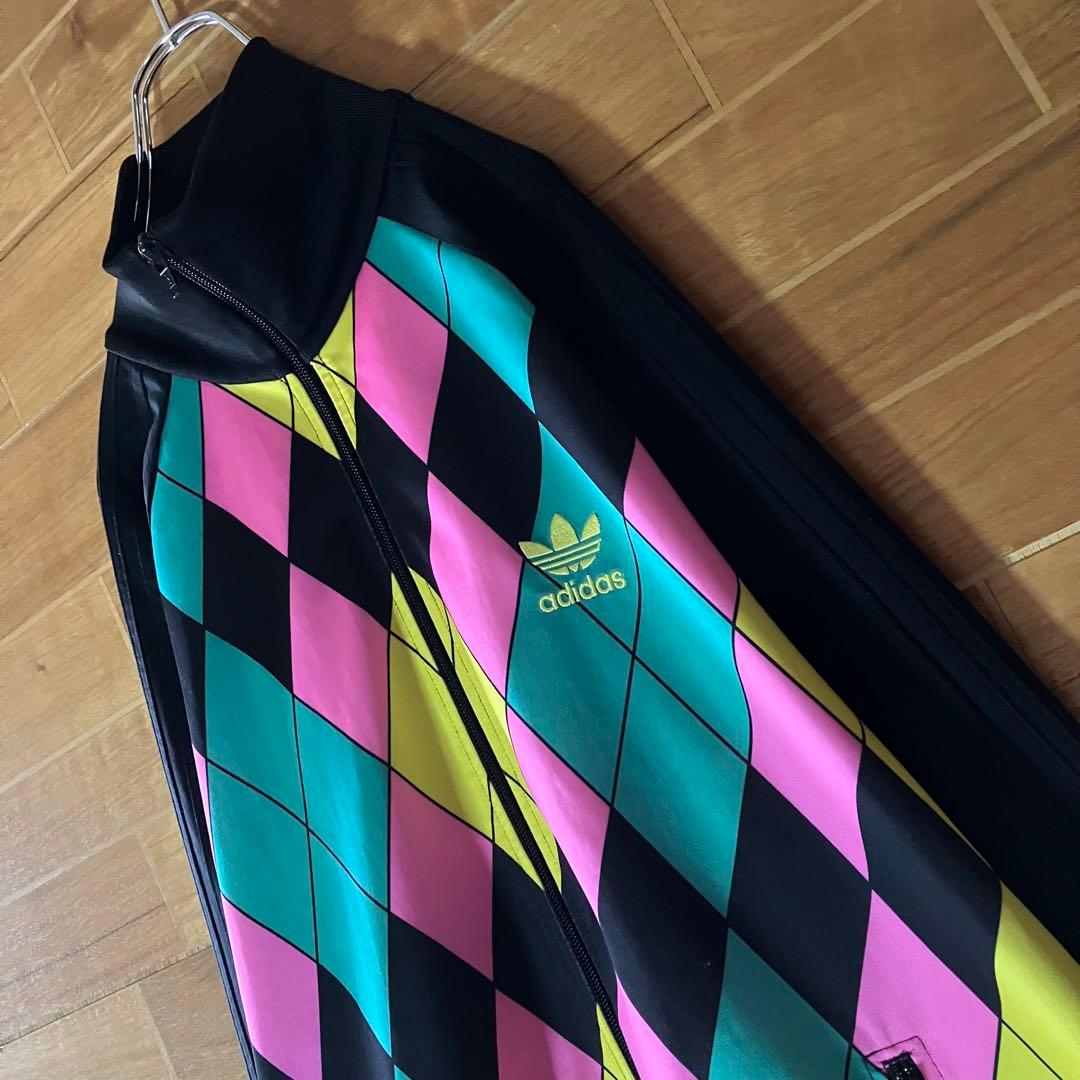 adidas アーガイル柄　トラックジャケット　ジャージ　堂本剛　ダイヤ　XL