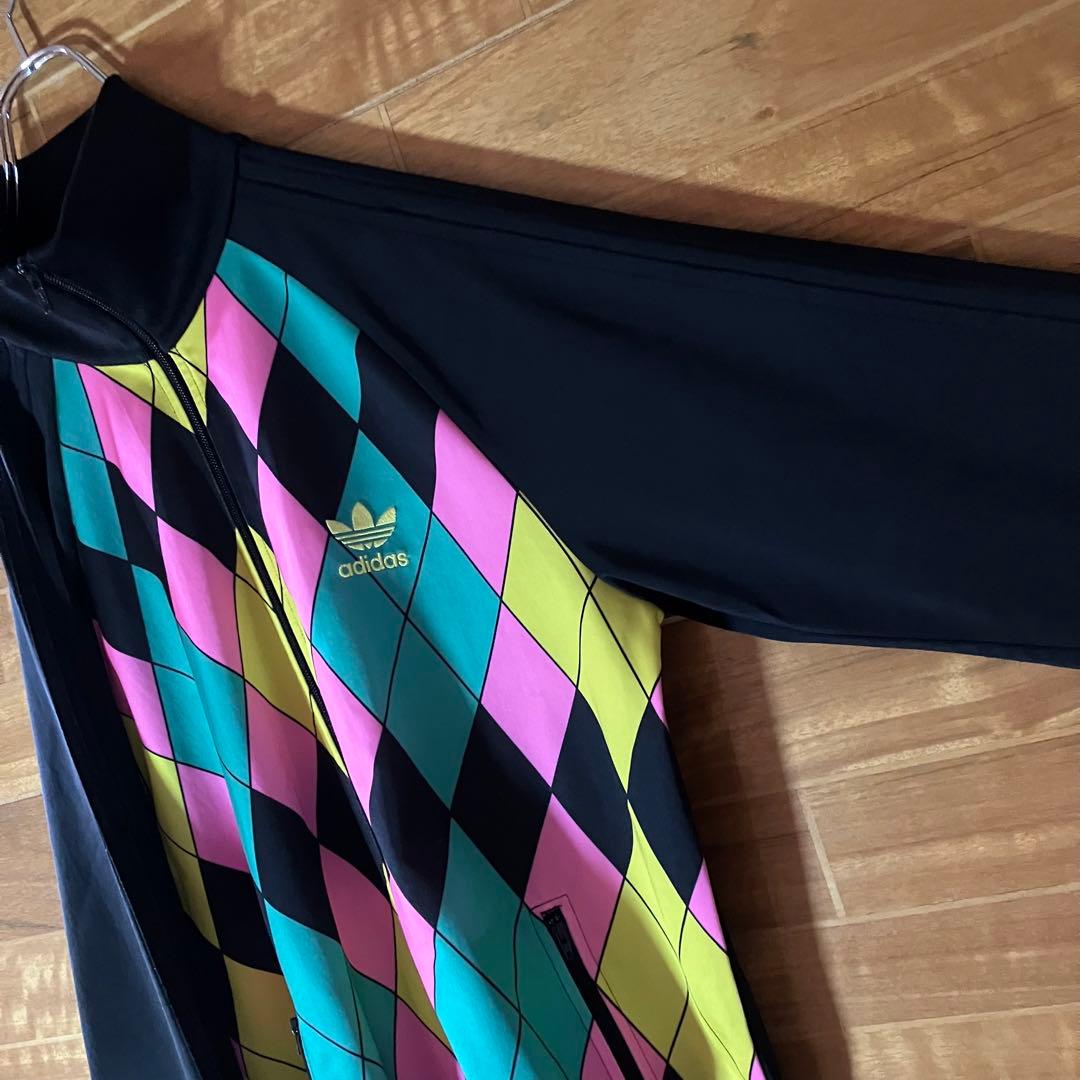 adidas アーガイル柄　トラックジャケット　ジャージ　堂本剛　ダイヤ　XL
