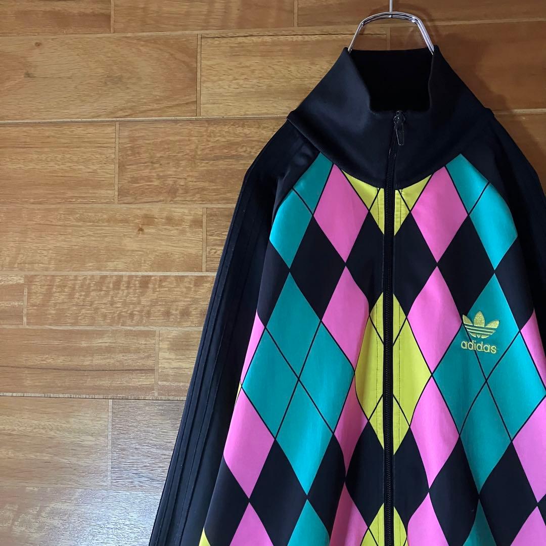 adidas アーガイル柄　トラックジャケット　ジャージ　堂本剛　ダイヤ　XL