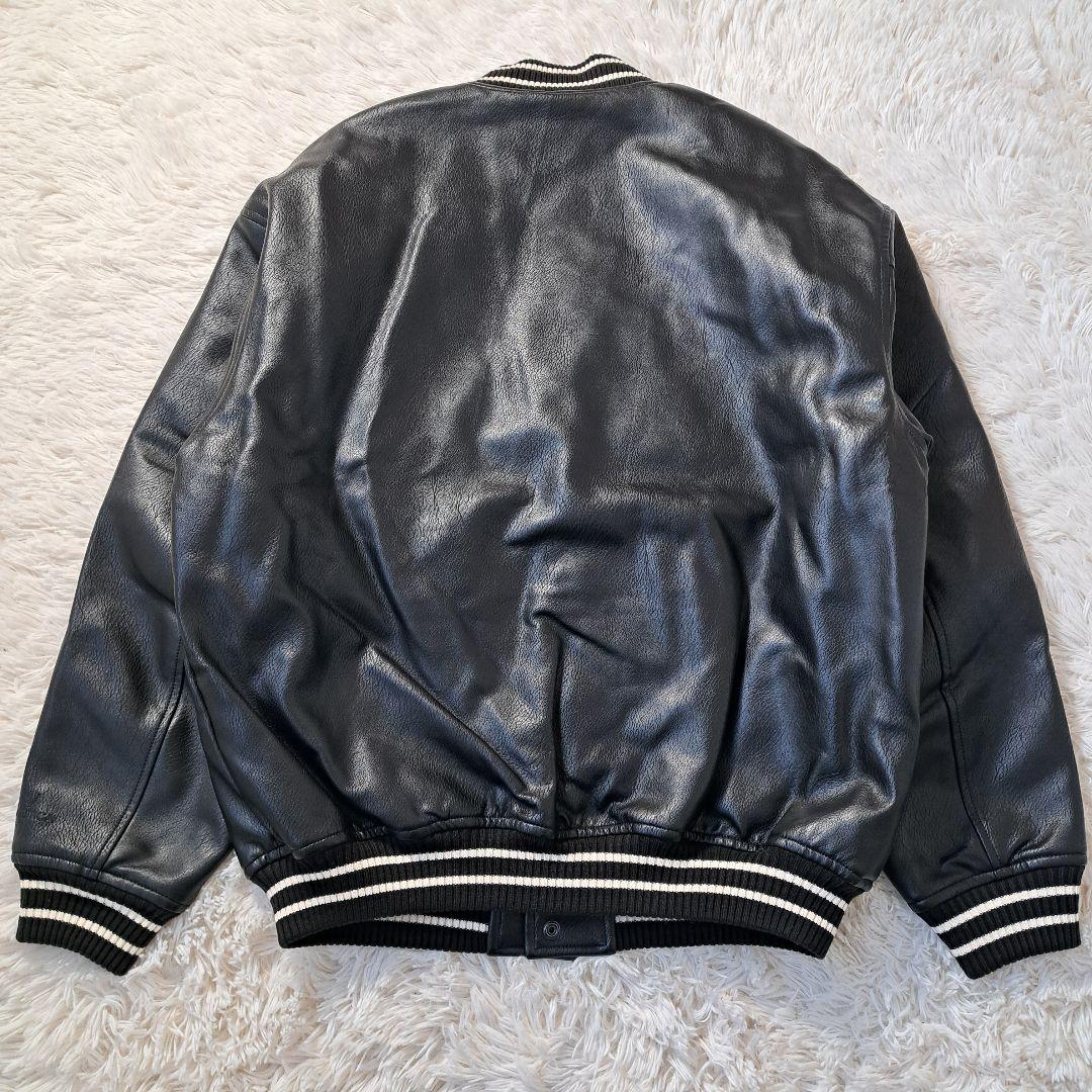 【新品タグ付】NAUTICA レザージャケット アーチロゴ アワード M 黒