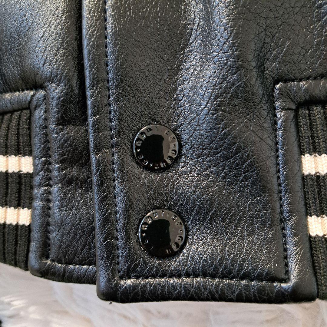 【新品タグ付】NAUTICA レザージャケット アーチロゴ アワード M 黒