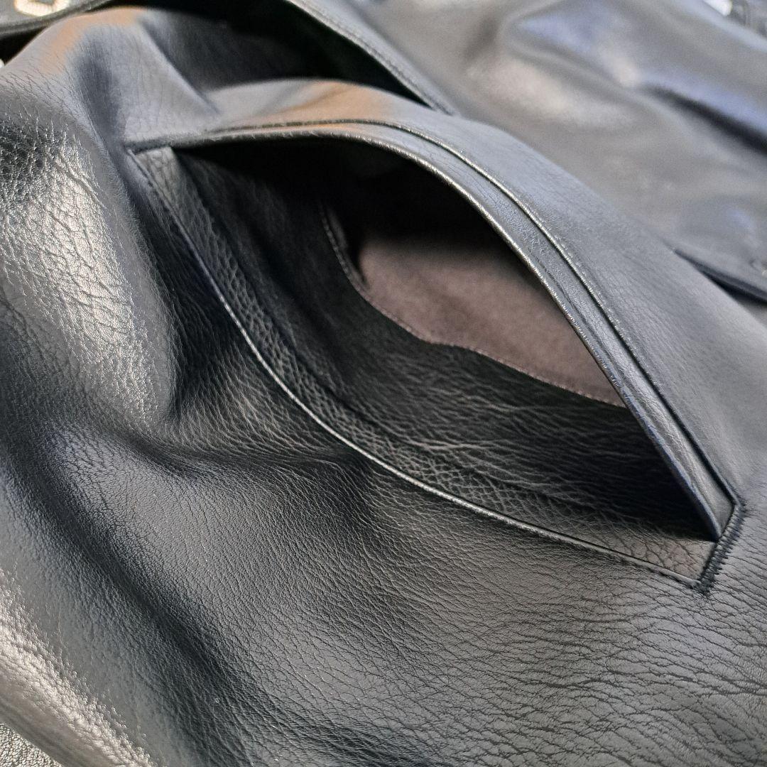 【新品タグ付】NAUTICA レザージャケット アーチロゴ アワード M 黒