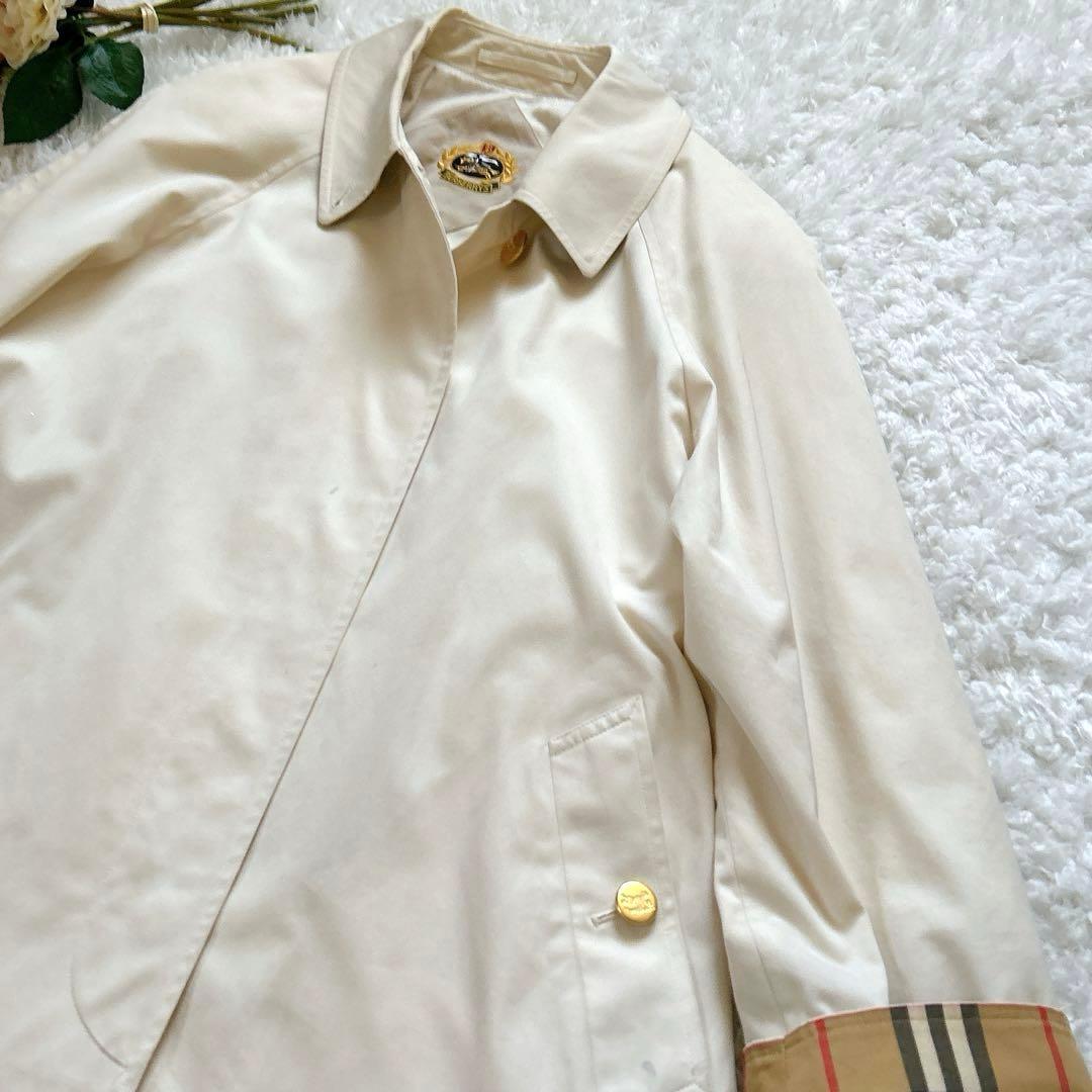 希少 バーバリー ステンカラーコート 金ボタン アーカイブ刺繍 ノバチェック M