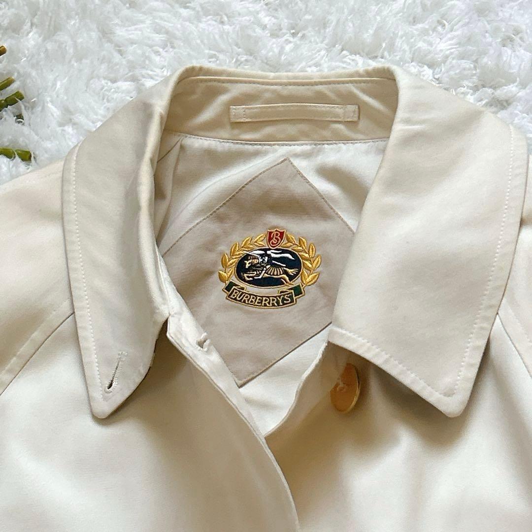 希少 バーバリー ステンカラーコート 金ボタン アーカイブ刺繍 ノバチェック M