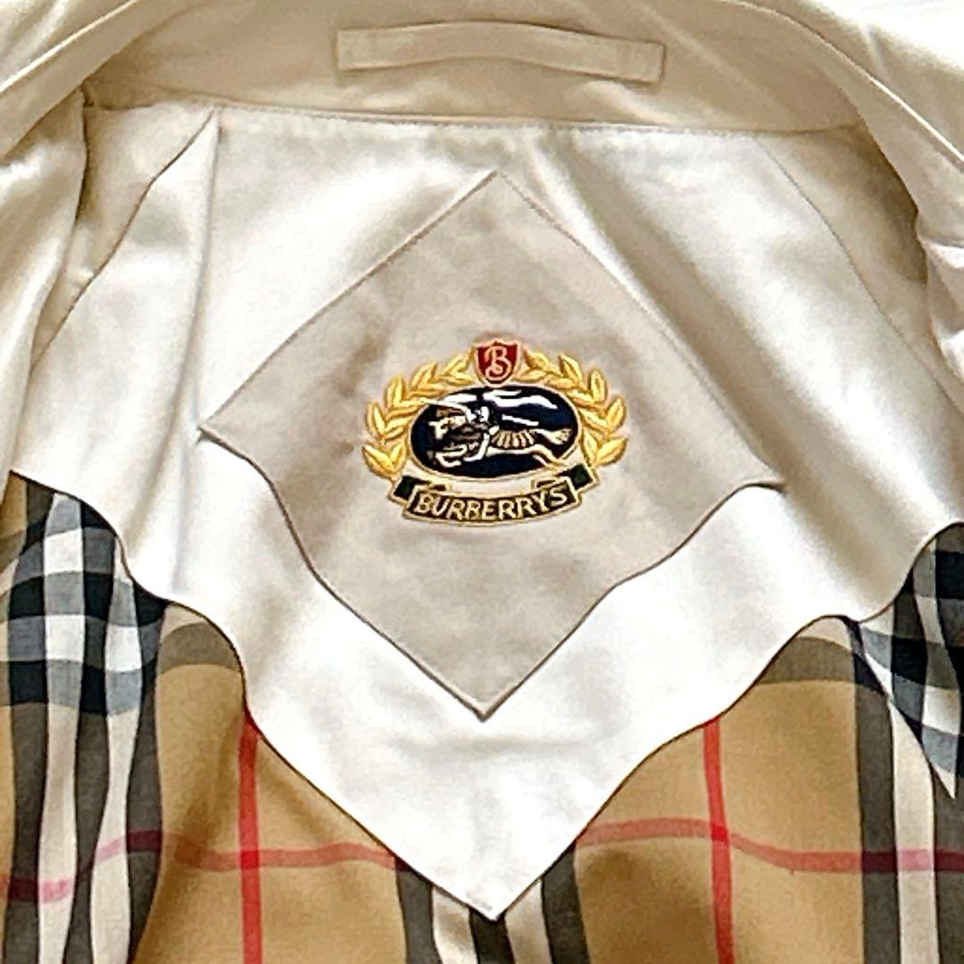 希少 バーバリー ステンカラーコート 金ボタン アーカイブ刺繍 ノバチェック M