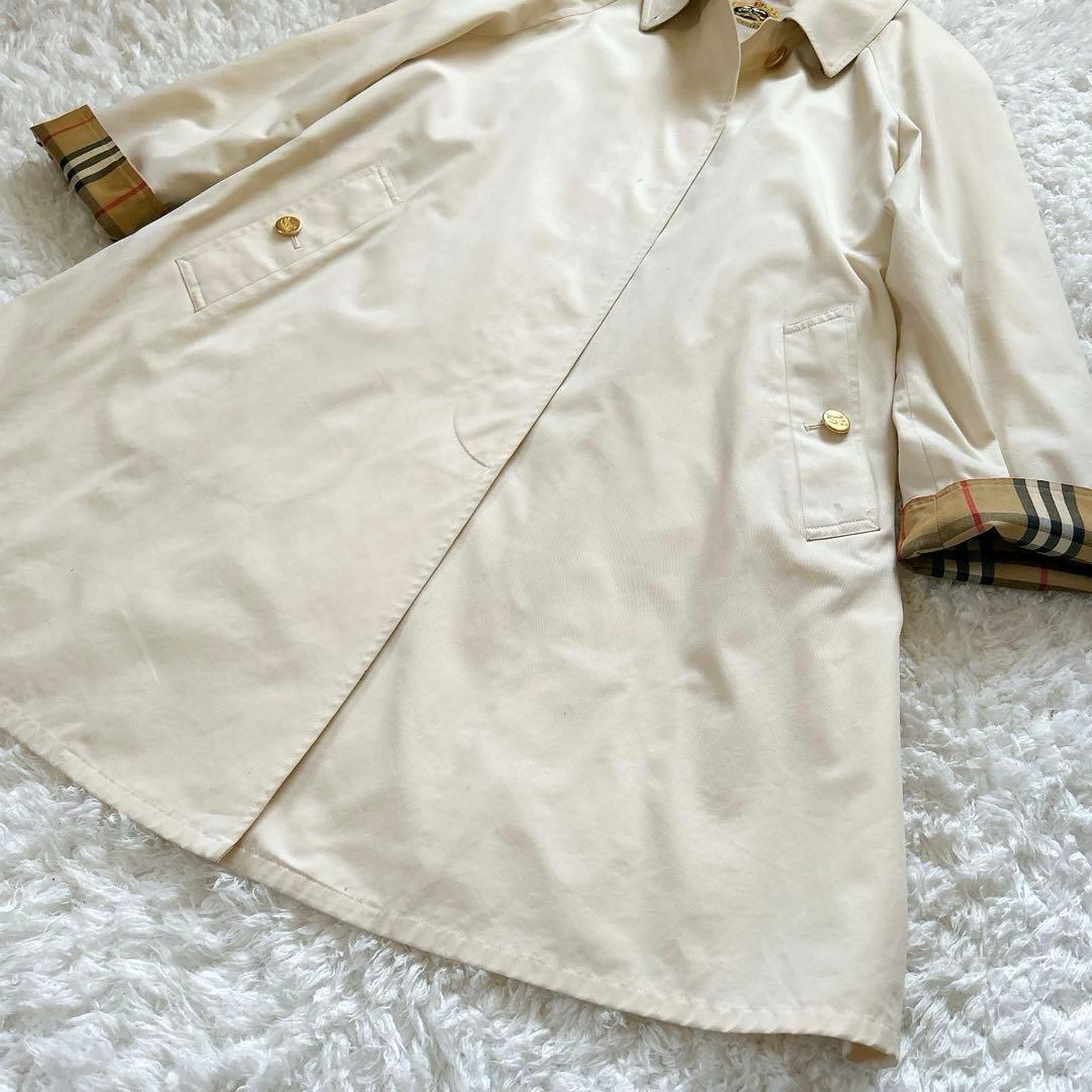 希少 バーバリー ステンカラーコート 金ボタン アーカイブ刺繍 ノバチェック M