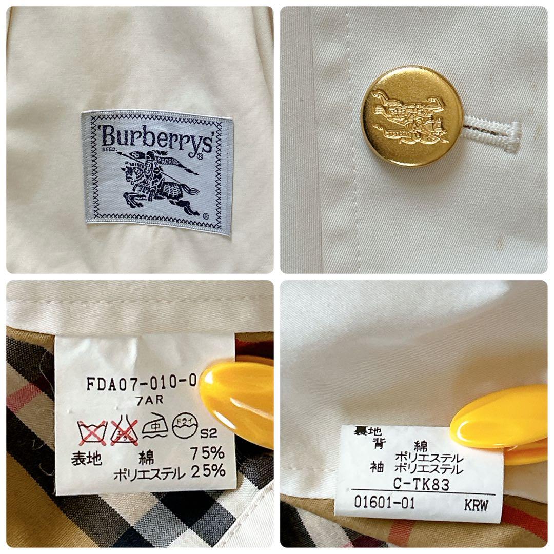 希少 バーバリー ステンカラーコート 金ボタン アーカイブ刺繍 ノバチェック M