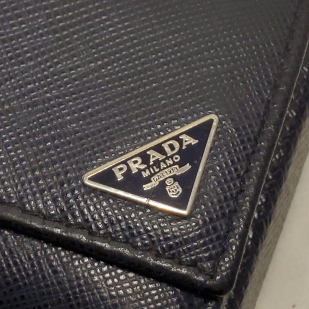 PRADA プラダ ネイビー レザー キーケース 三角ロゴ ６連 付属あり