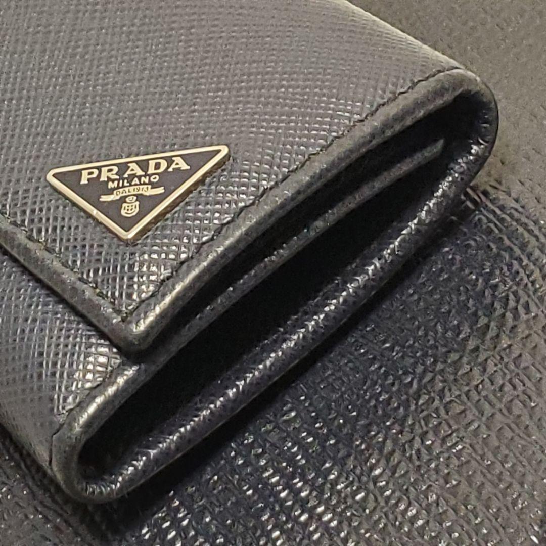 PRADA プラダ ネイビー レザー キーケース 三角ロゴ ６連 付属あり