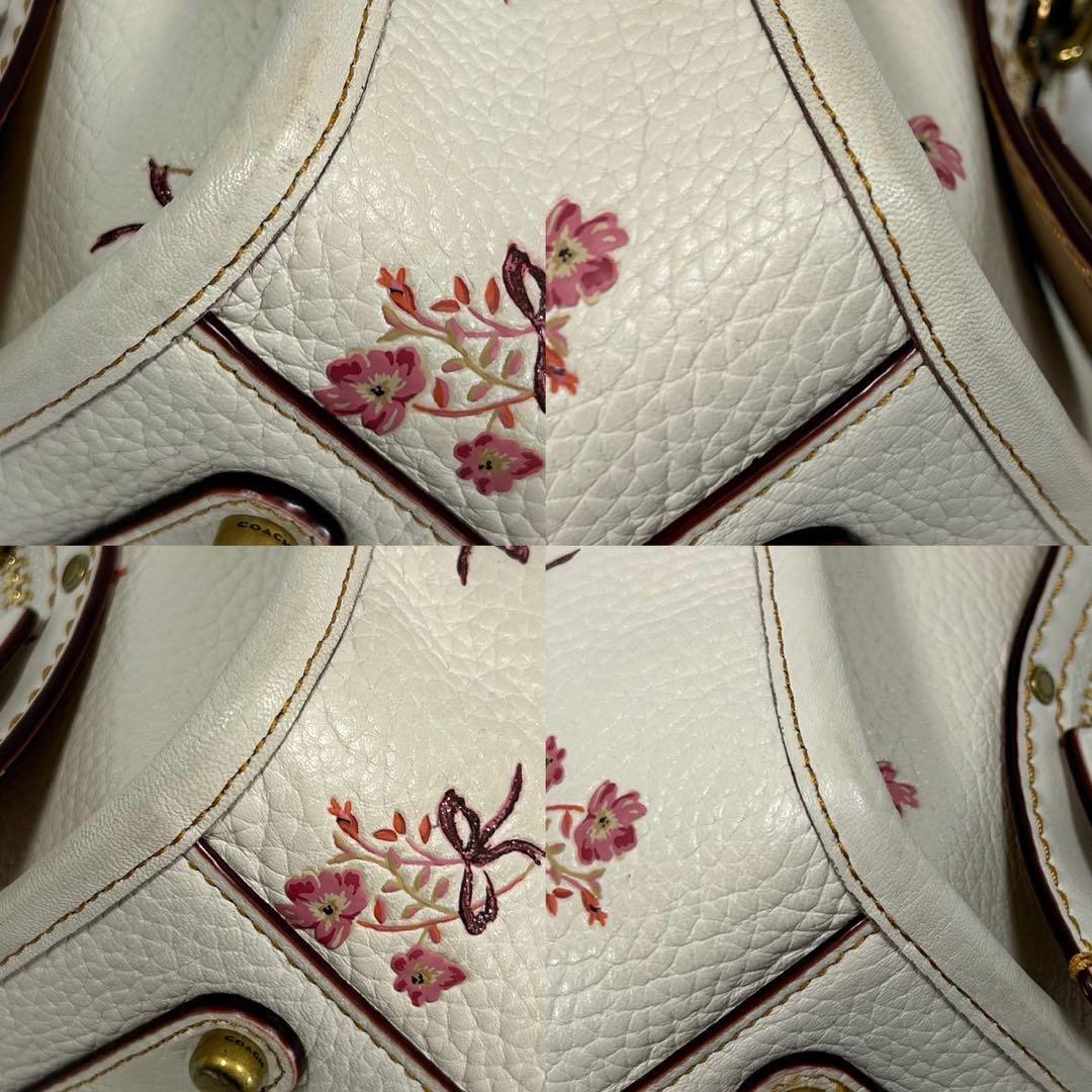 【極美品】コーチ ローグ25 2way ハンドバッグ レザー 斜め掛け 花柄