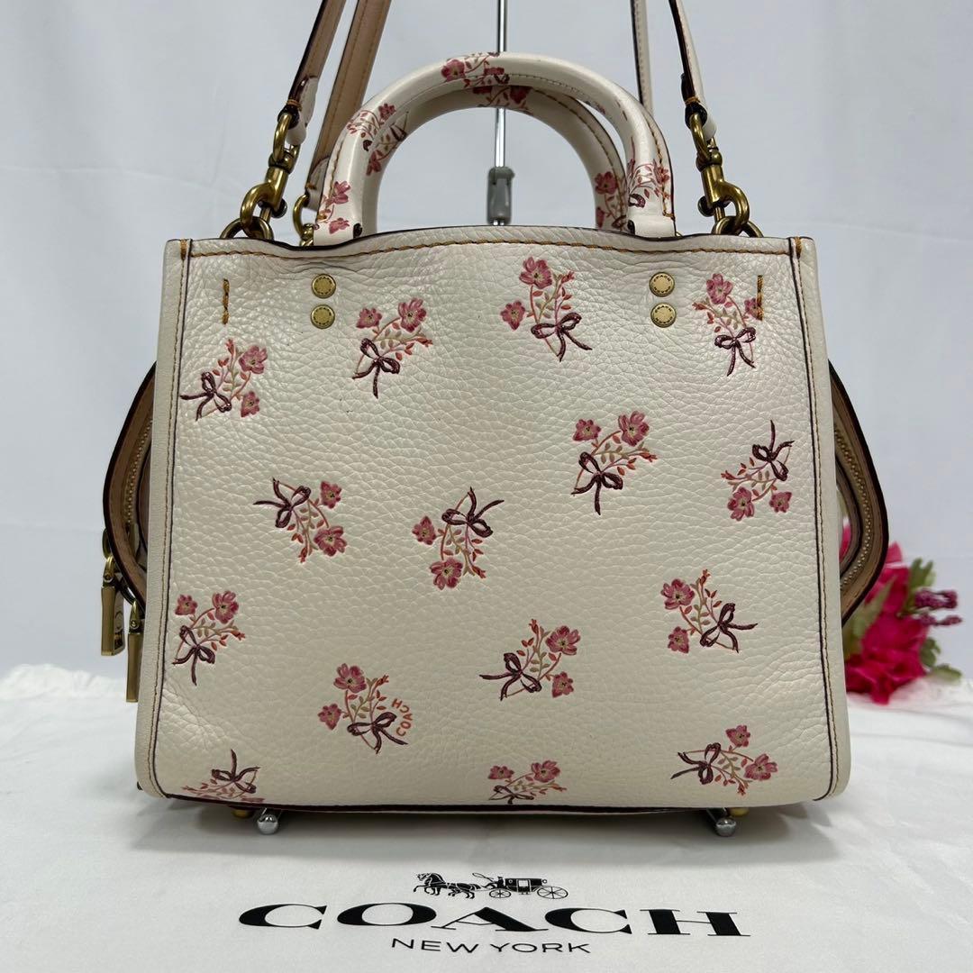 【極美品】コーチ ローグ25 2way ハンドバッグ レザー 斜め掛け 花柄