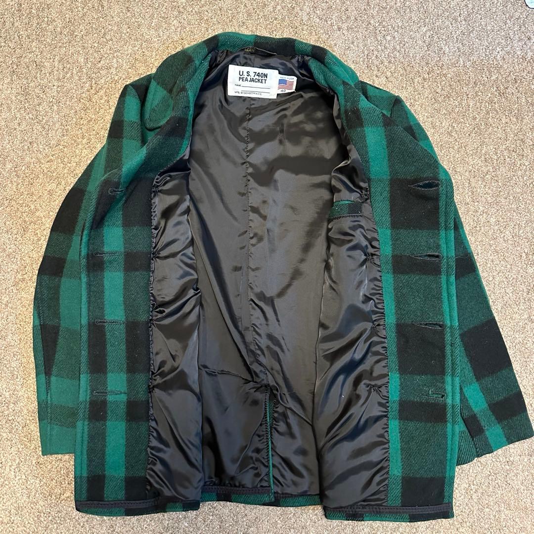 k*n様 schott 740N Pコート 緑黒チェック40 USA製