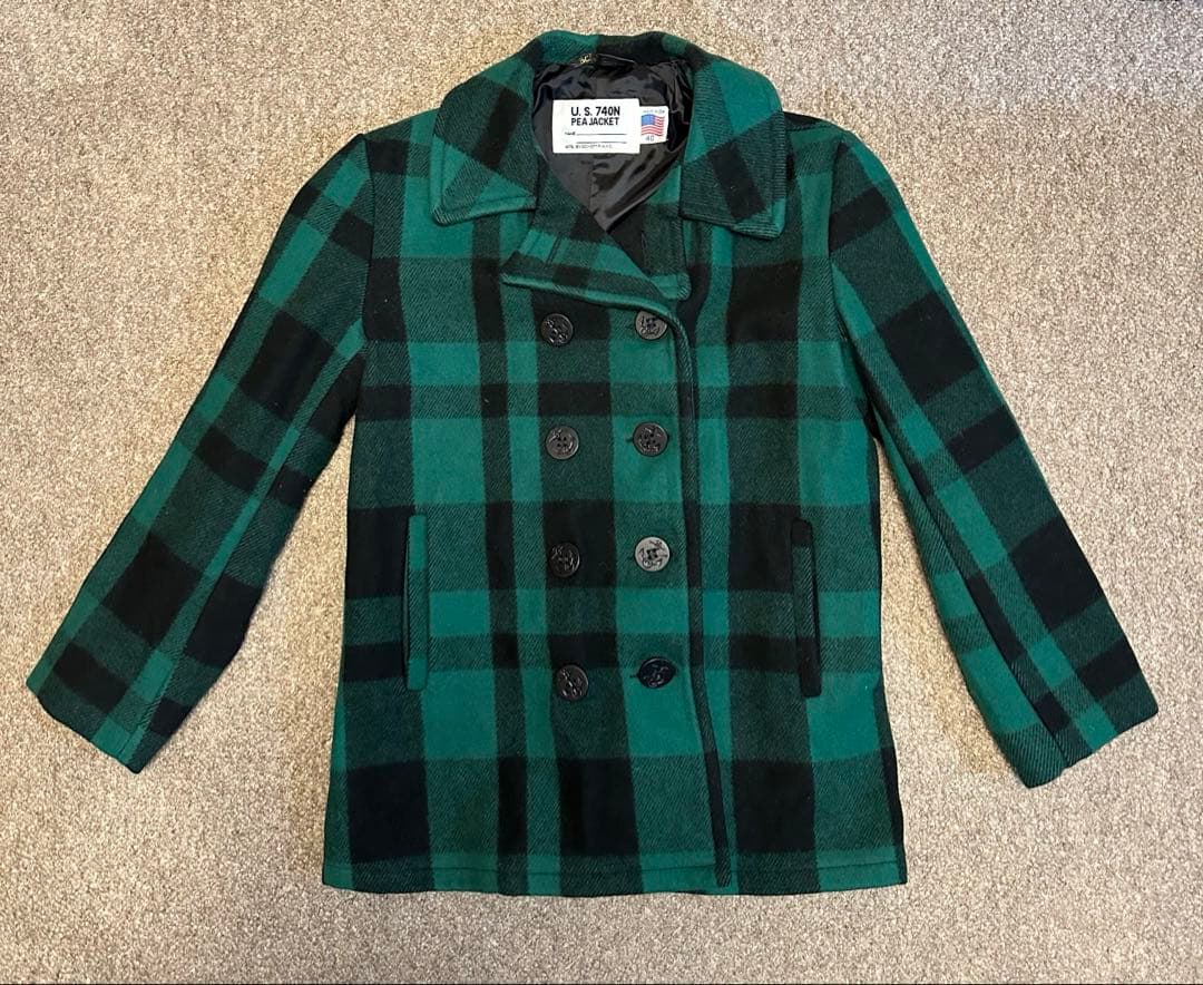 k*n様 schott 740N Pコート 緑黒チェック40 USA製