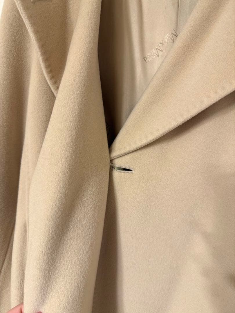 極美品☆白タグ マックスマーラ カシミヤ混 ベルテッドコート ベージュ 36