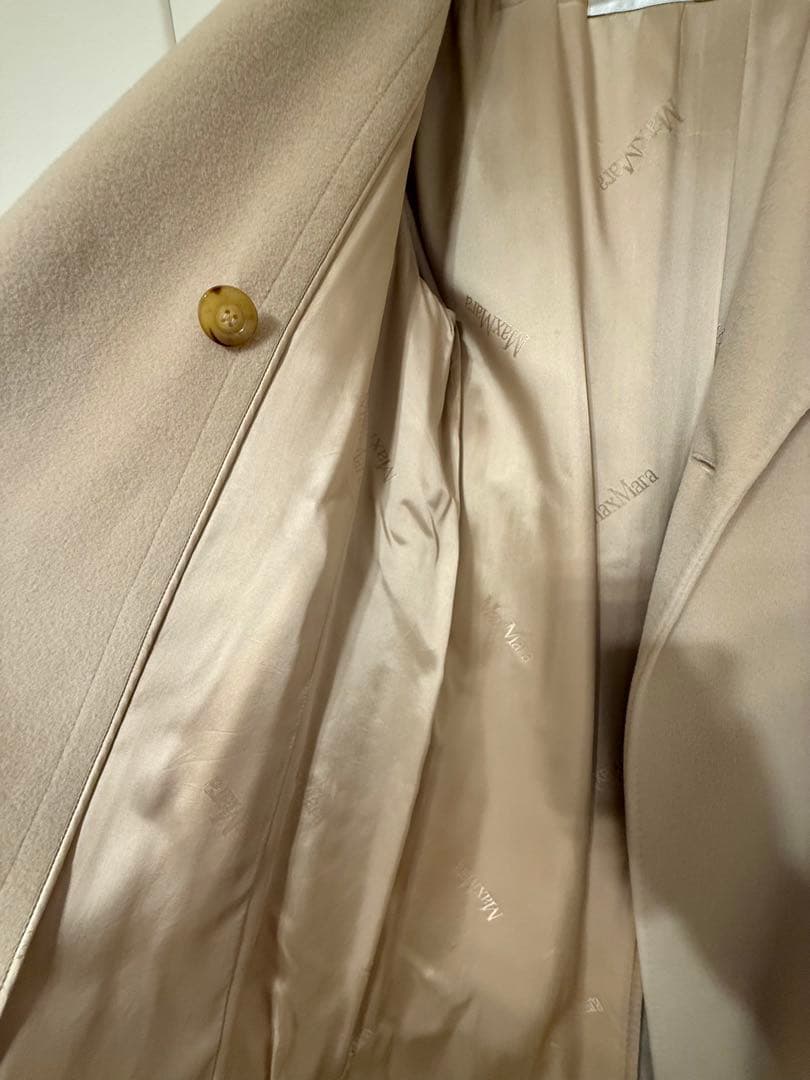 極美品☆白タグ マックスマーラ カシミヤ混 ベルテッドコート ベージュ 36