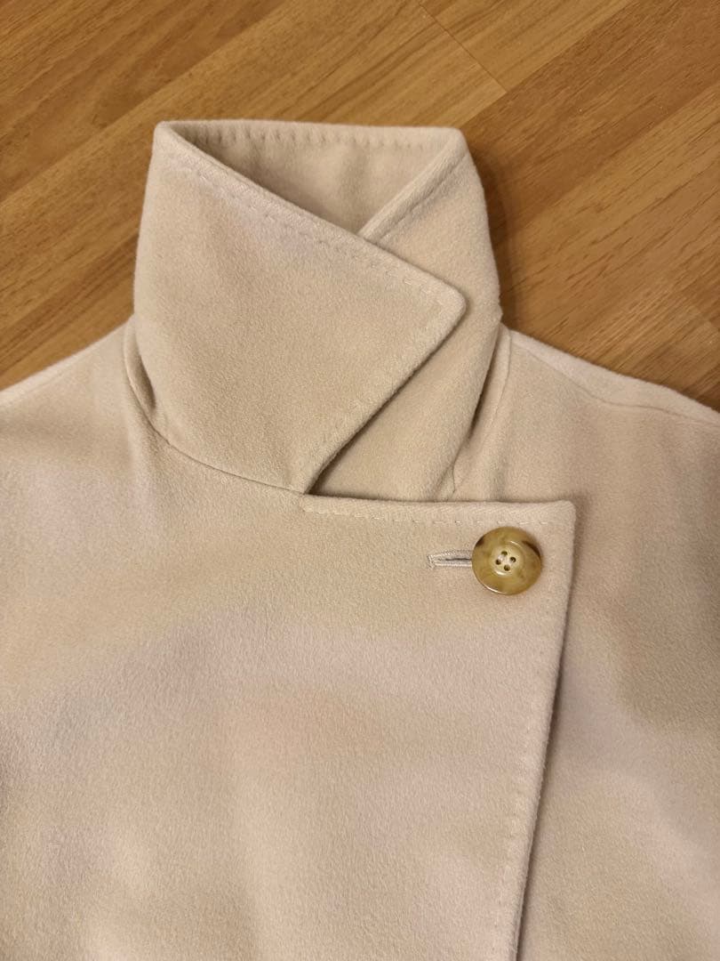 極美品☆白タグ マックスマーラ カシミヤ混 ベルテッドコート ベージュ 36