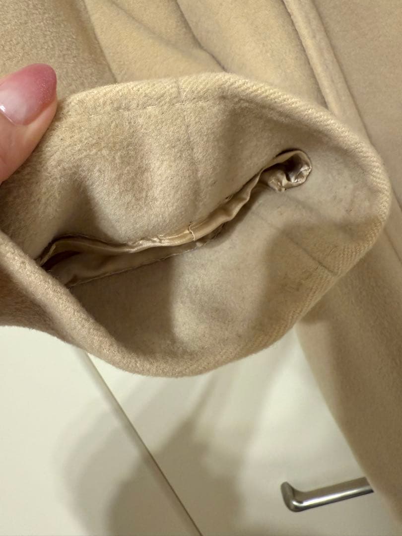 極美品☆白タグ マックスマーラ カシミヤ混 ベルテッドコート ベージュ 36