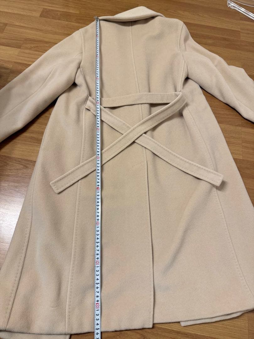 極美品☆白タグ マックスマーラ カシミヤ混 ベルテッドコート ベージュ 36